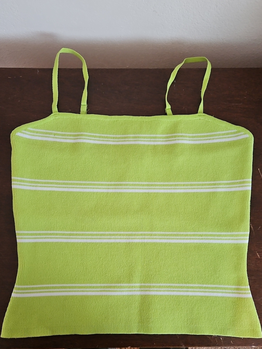 Lime Green Striped Ribbed Camisole